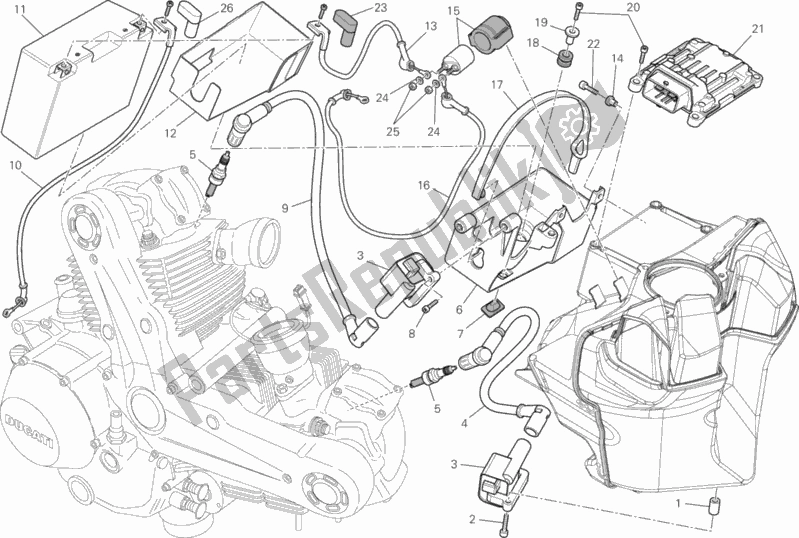 Alle onderdelen voor de Accu van de Ducati Monster 659 ABS Australia 2013